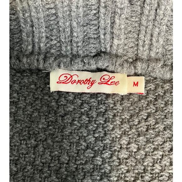 Vintage Dorothy Lee Gray Wool-Cashmere Bubble Sleeve Black Velvet Buttons Medium - Picture 9 of 13